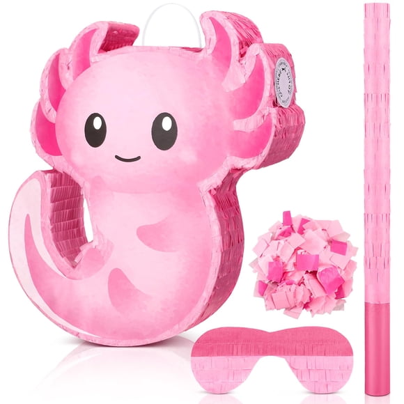 Axolotl rosa Piñata Leyndo para decoración de fiesta de cumpleaños