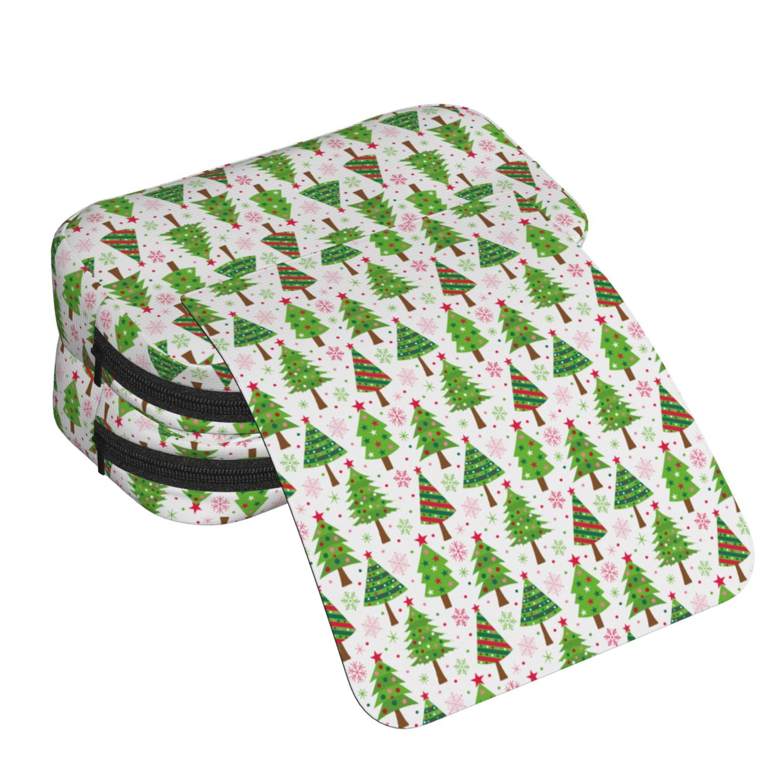 Rateoe Christmas Trees Pattern Double Clamshell Pen Case, Storage Organizer with Two Zipper Compartments– Holds Up to 50 Pencils & Pens