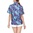 thumbnail image 4 of HAPPY BAY Button Down Shirt for Women Casual Summer Beach Party Blouses Shirt Hawaii Blouse Short Sleeve Tropical Vacation Hawaiian Shirts for Women L Floral, Blue, 4 of 6