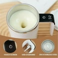thumbnail image 2 of Electric Coffee Mug with a Built-in LCD, Magnetic Auto Mixing Travel Mug with Lid, 13oz Stainless Steel Cup with Temperature Display (1 pcs Black+1 pcs White), 2 of 6