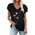 thumbnail image 1 of Besolor Hauts d'Été pour Femmes Manches Pétales Tendance Chemises Imprimées Manches Courtes Col Rond Décontracté Blouse Tee, 1 of 4