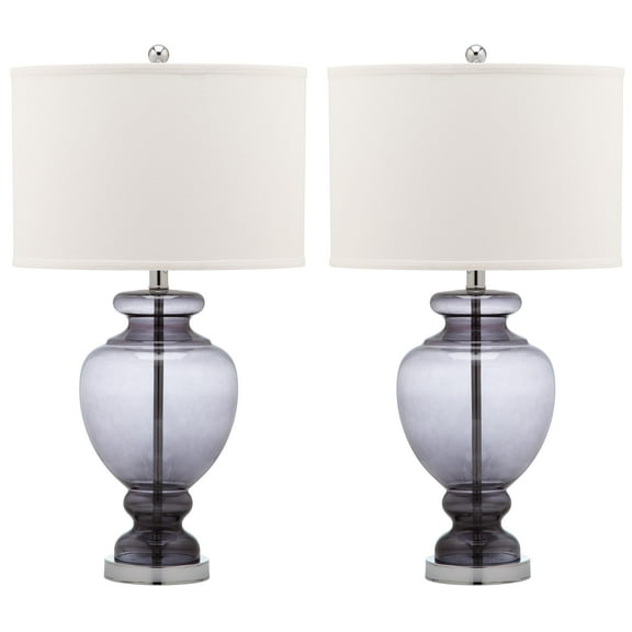 SAFAVIEH Morocco 27 in. H Solid Glam Glass Table Lamp, Smoking Grey, Set of 2