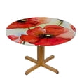 thumbnail image 3 of BANET Fitted Round Tablecloth  Red Poppy,Watercolor Poppy Floral Red Flowers Table Cover,Elastic Edged Table Cloth Fits Round Tables 38"-42, 3 of 8