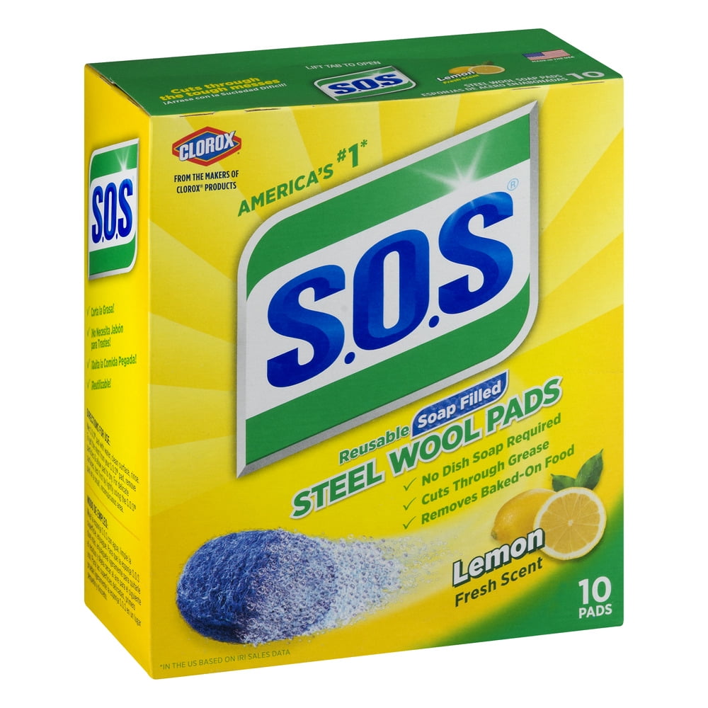 S.O.S Steel Wool Soap Pads, Lemon Fresh, 10 ct