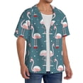 thumbnail image 2 of Goofa Elegant Flamingo Printed Men's Casual Short-sleeved Shirt,Lightweight Breathable Button-down,Summer Casual men's top,Versatile Fashion shirt-3X-Large, 2 of 7