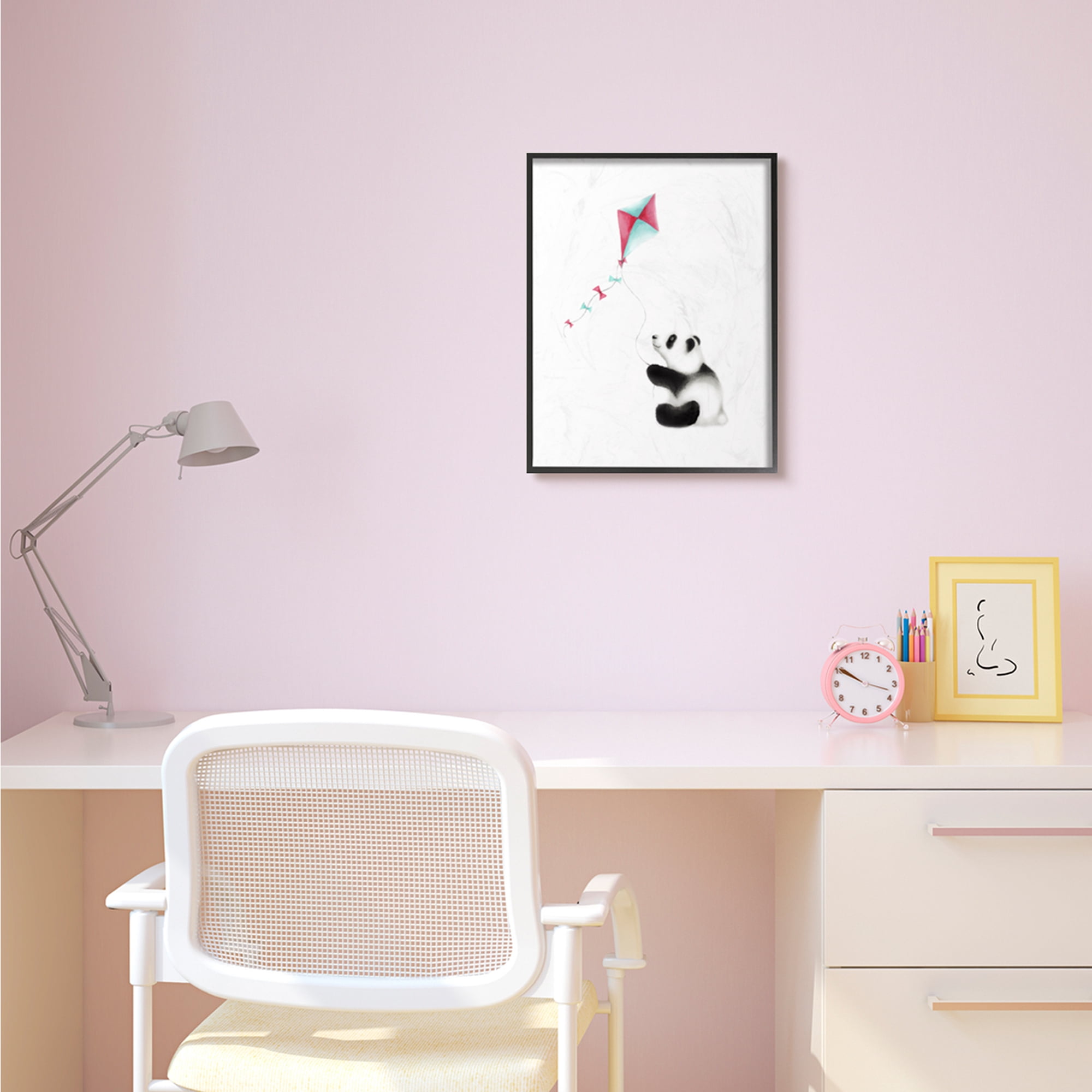 The Kids Room by Stupell Cute Cartoon Baby Panda With Kite Zoo Animal Painting Framed Giclee Texturized Art by Studio Q by Studio Q