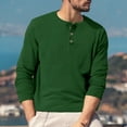 thumbnail image 6 of Hearthz Men's Henley Shirts Long Sleeve Fall 3-Button Solid Color Workout Shirts for Men Crewneck Sports Baseball Jerseys T Shirts, 6 of 7