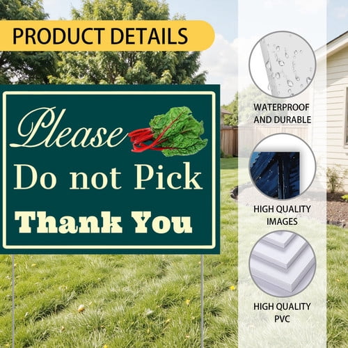 ZXCXRQFa Please Do Not Pick Swiss Chard Yard Sign With Stake,Private Property Vegetable Sign Plant Markes for Lawn Yard Farm 9 x 12 Inches Sturdy Rust Free Weatherproof,Easy to Install
