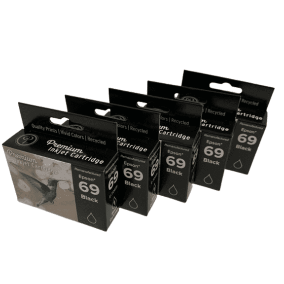 5PK Black Ink Cartridge for Epson 69 T0691 - Fits Epson Stylus CX5000 6000 7000F 7400 7450 8400 9400F
