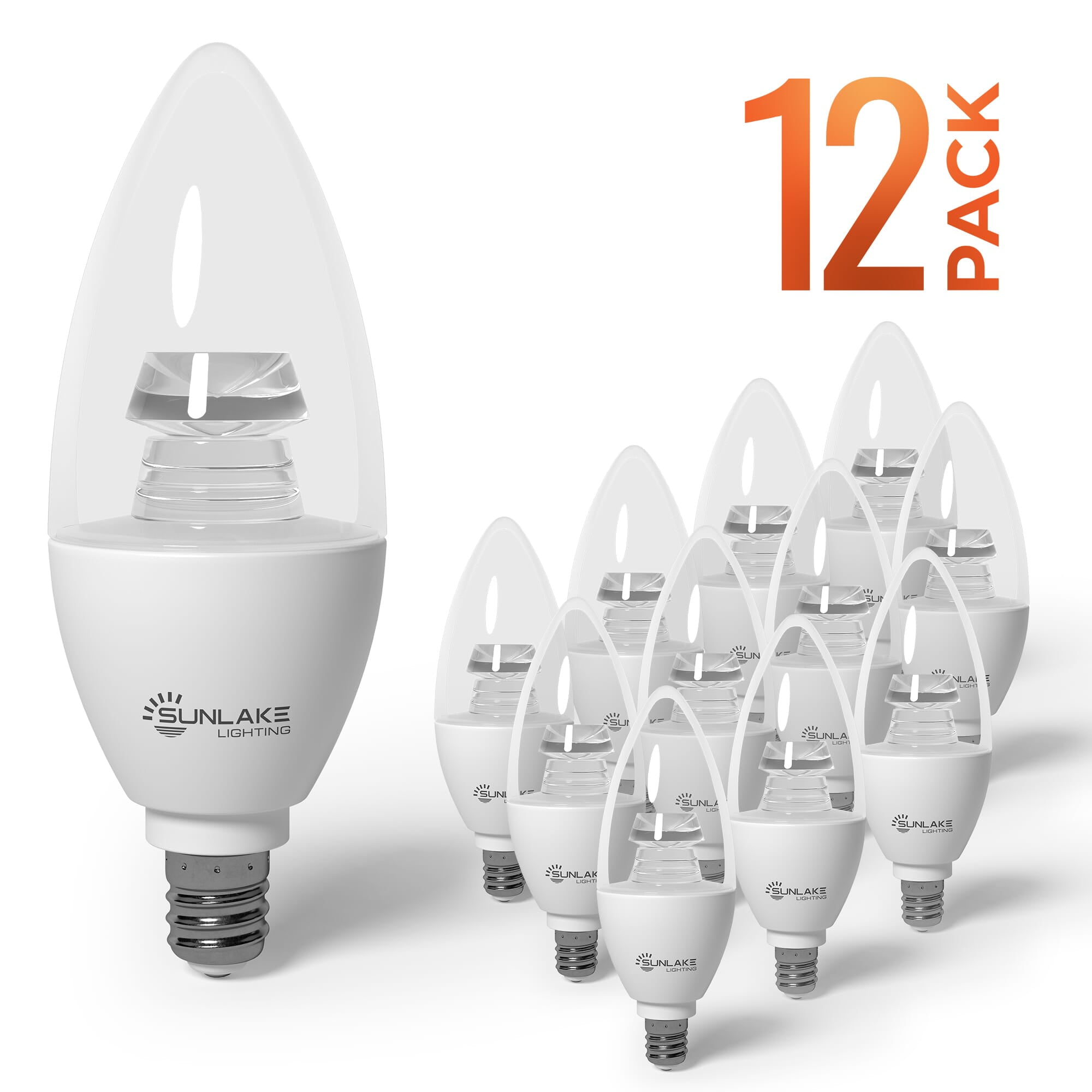 SunLake B11 LED Candelabra Bulb 4W 5000K Dimmable E12 Base 12PK
