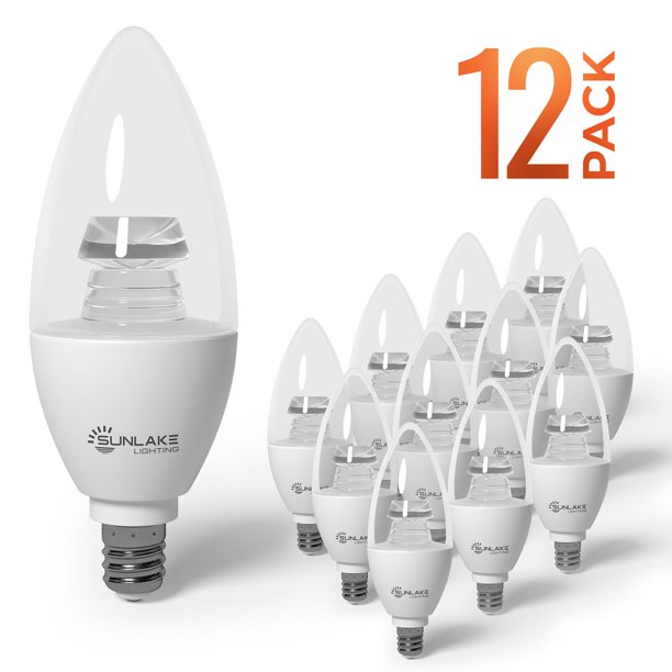 SunLake B11 LED Candelabra Bulb 4W 5000K Dimmable E12 Base 12PK