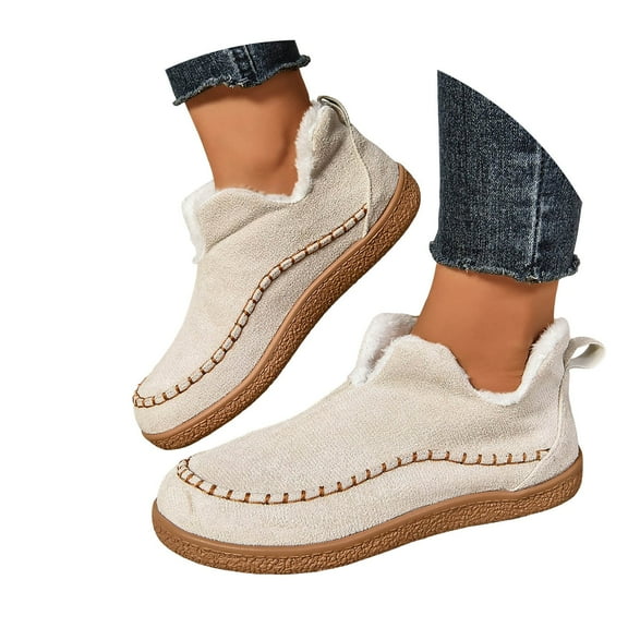 Chenyee Womens Slip On Snow Boots Winter Warm House Shoes Non Slip Outdoor Work Short Booties