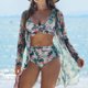 thumbnail image 2 of Trajes de Baño de Bikini de Mujer con Correas Impresas V Sexy Split Set de Tres Piezas, Diseño de Corte Alto para la Piscina de Playa Y las Vacaciones de Verano, 2 of 9
