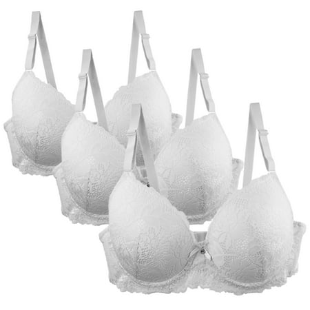 WCMZJ 3Pack Women s Push Up Lace Bra Underwire Plunge Full Coverage Bras Sexy Plus Size Support Everyday Bralettes Multicolor XXL