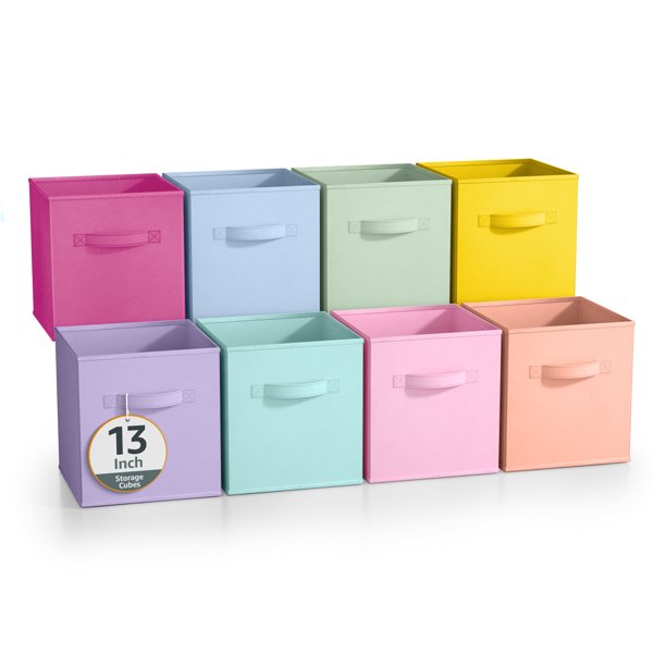 Sorbus Cubos Plegables de Tela de 13" con Asas, Multicolor (Paquete de 8)