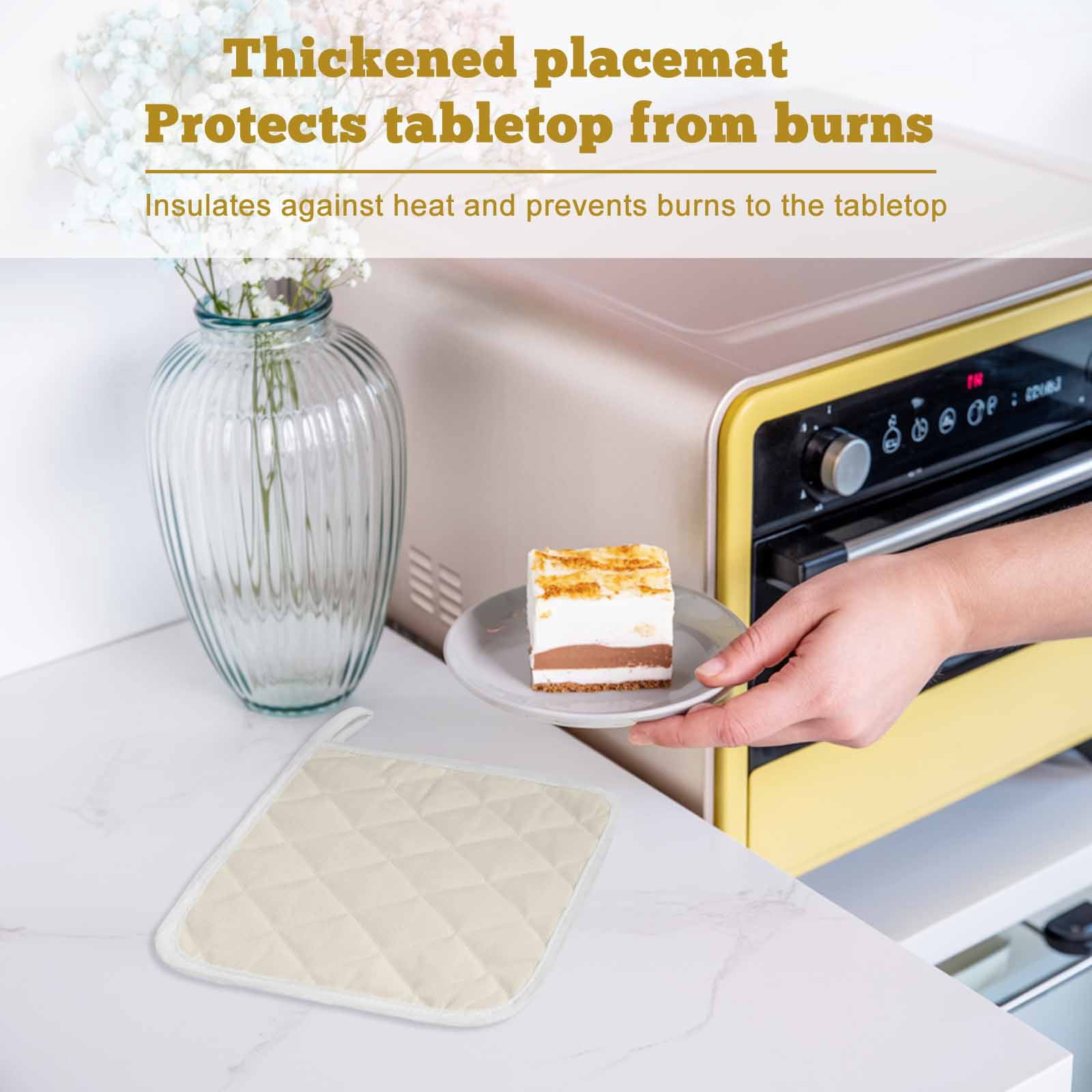 Cream Pot Holders for Kitchen Heatproof Potholder, 5 Pack Modern Pure Beige Hot Pads Multipurpose Oven Pads Cloth Potholders Trivet for Cooking Baking