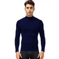 thumbnail image 2 of Camisa de compresión Queerier para hombre, cuello alto, manga larga, azul marino, 2 of 9