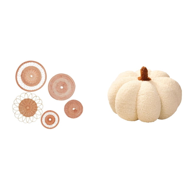 Adornos de pared artesanales, cojines de calabaza, tejido de ratán, ideales para sala de estar, comedor, dormitorio o cafetería.