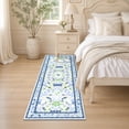 thumbnail image 6 of Findosom 2'x6' Washable Runner Rug for Hallway,Non Slip Floral Laundry Runner Rugs,Low Pile Faux Wool Floor Mat Stain Resistant Carpet Runner Rug for Bedroom Kitchen Living Room Entrance,Blue, 6 of 8