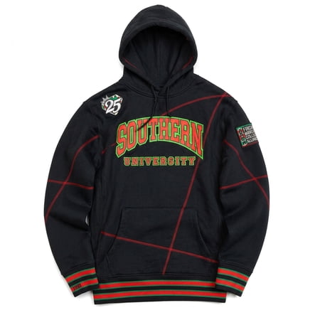 AACA Southern University Men's Black HBCU Pullover Hoodie with Striped Ribbing and Contrast Stitching