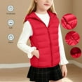thumbnail image 2 of QQAMB Girls Boys Vest Lightweight Sleeveless Zipper Coat Kids Hooded Puffy Vests Warm Winter Outerwear, 2 of 8