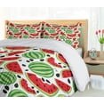 thumbnail image 5 of Ambesonne Green Abstract Duvet Cover Set, Watermelon, 2-Calking, Dark Pink Evergreen and White, 5 of 6