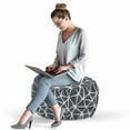 thumbnail image 2 of Geometric Pouf Cover with Zipper, Abstract Polygonal Design Triangular Shapes with Lines Contemporary, Soft Decorative Fabric Unstuffed Case, 30" W X 17.3" L, Dark Blue Grey and White, by Ambesonne, 2 of 5