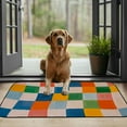thumbnail image 4 of Qinduosi Retro Wavy Checkered Door Mat,Welcome Doormat Decorative Home Floor Mat, Non Slip Rubber Back and Water Absorption for Outdoor Indoor Entrance Decor 19.68*39.37 in, 4 of 6