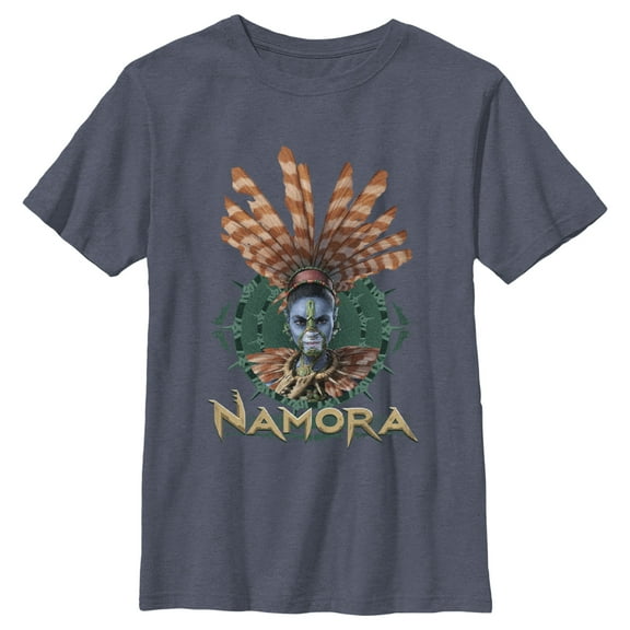 Boy's Black Panther: Wakanda Forever Namora Portrait  Graphic Tee Navy Blue Heather X Large