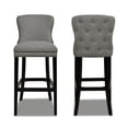 thumbnail image 3 of Maklaine Modern 32" Upholstered Armless Bar Stool in Dark Grey Linen (Set of 2), 3 of 14
