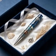 thumbnail image 7 of Linnome Beautiful Ocean Themed Rollerball Pen Vintage 2D Printed Design - Elegant Marine Pattern Writing Pen 2ml Refill - Collectible Sea Life Ballpoint Pen for Office Business Gift, 7 of 7