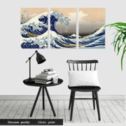 ELITEART-The Great Wave Off Kanagawa Oil Painting Reproduction Giclee Wall Art Canvas Prints Size:48x32