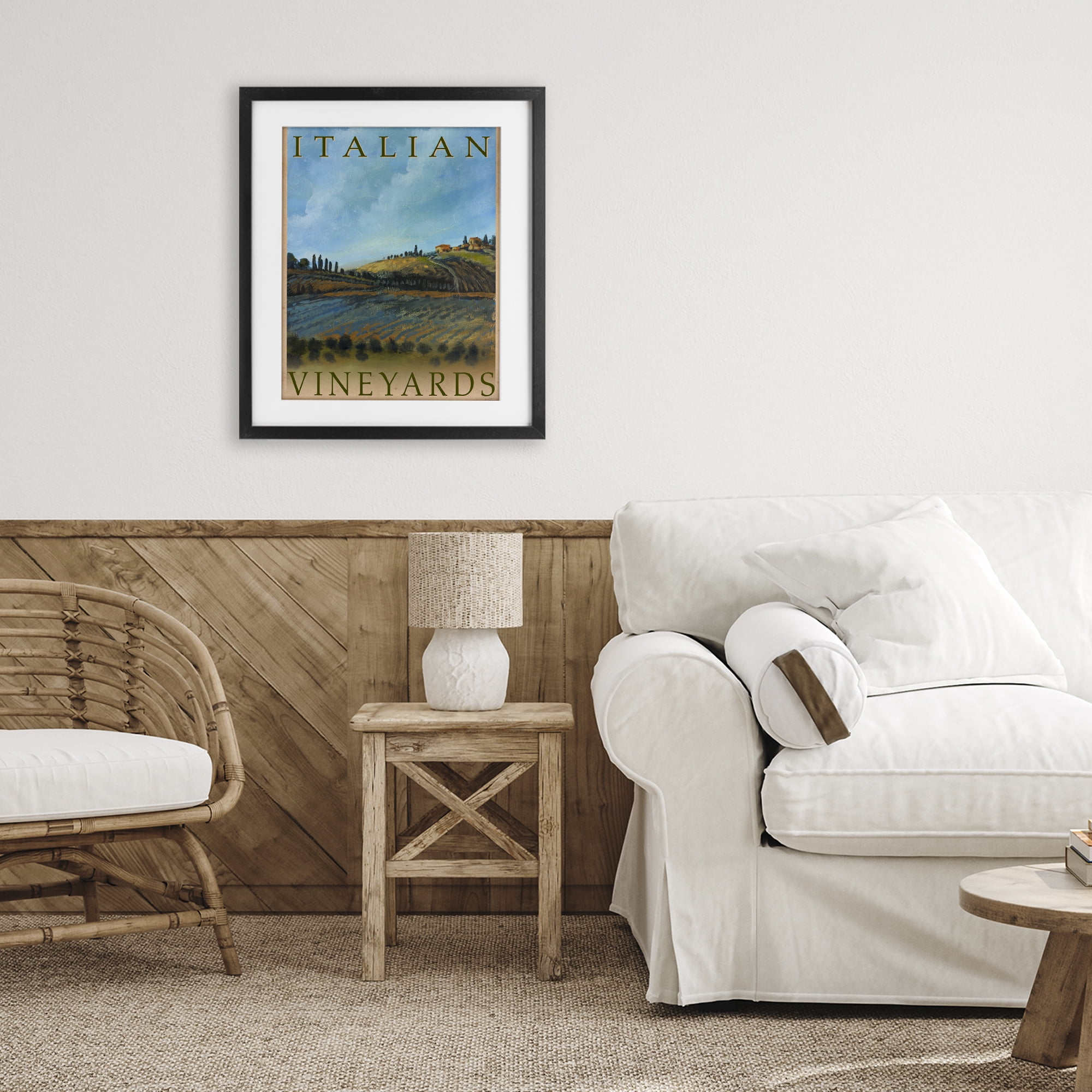 Stupell Industries Italian Vineyards Vintage Poster Black Framed Print Under Glass, design by Kingsley