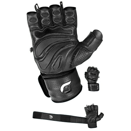 Grip Power Pads Elite Leather Gym Gloves with Built in 2
