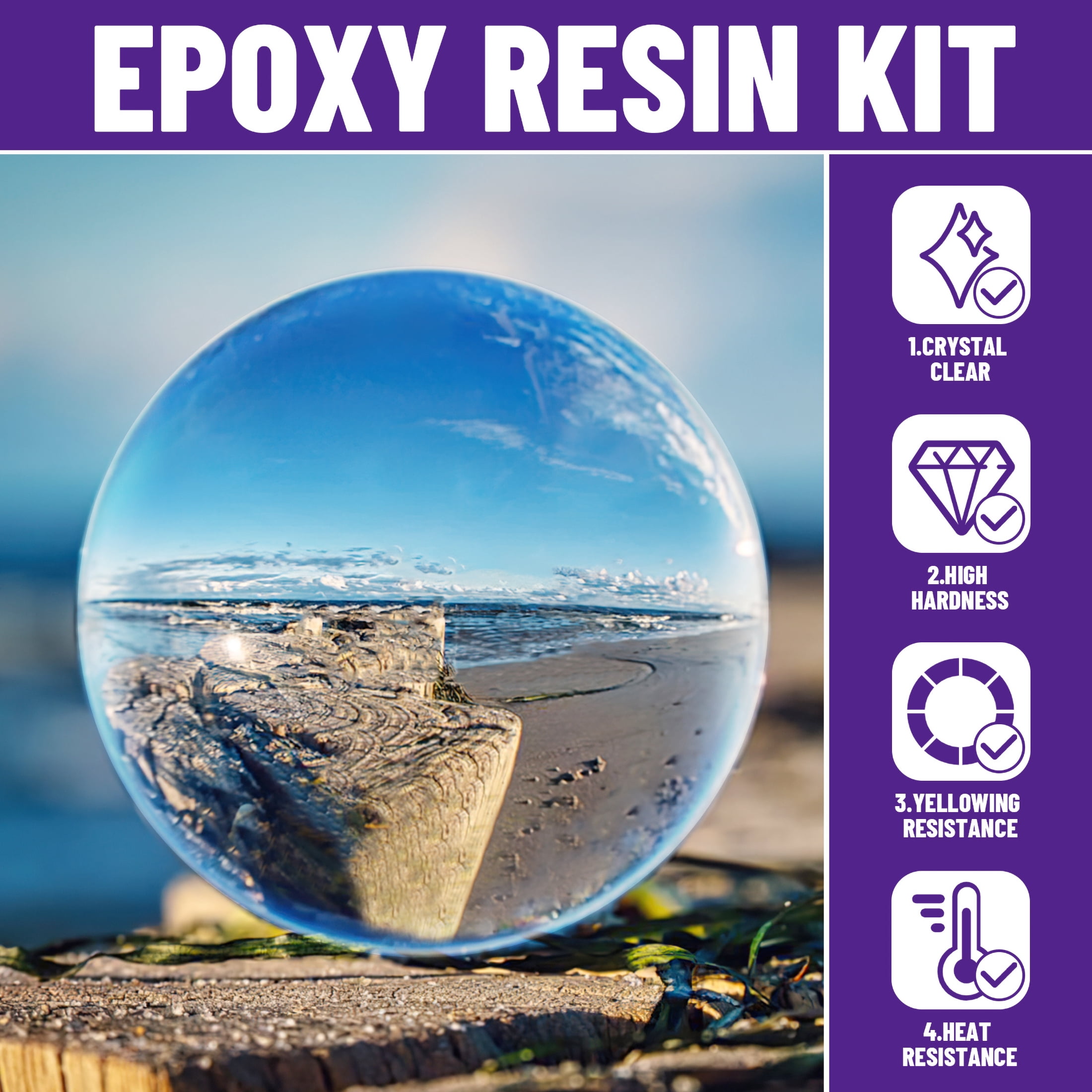 Bond Craftor 1-Gallon Crystal Clear Epoxy Resin Kit, Fast-Curing, Bubble-Free Resin Supplies for Artistic Paint, Casting, Craft, Jewelry making,Diy Wood