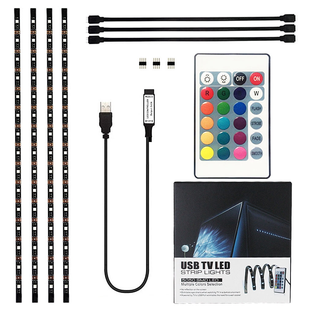 Ustyle 4pcs 0.5m LED TV Backlight Strip Remote Control Monitor Bedroom