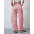 thumbnail image 4 of Lentta Women's Barrel Leg Sweatpant Drawstring Elastic Waisted Wide Leg Pants Casual Cotton Palazzo Trousers with Pockets, 4 of 7