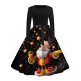 thumbnail image 2 of Robe Formelle Midi Femme Col Rond Manches Longues Patchwork Joyeux Noël Imprimé Grande Robe Grande Taille Robe Formelle en Liquidation, 2 of 3