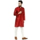 SKAVIJ Hommes Kurta Pyjama Mis Art Soie Indien Robe de Soirée de Mariage Red S – image 4 sur 6