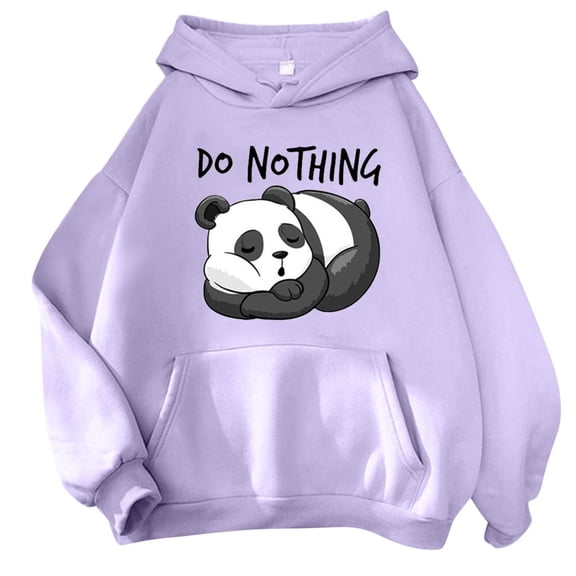 Fshinging Hoodie Sweatshirt For Women Panda Cute Cartoon Bear Print Long Sleeve Hooded With Pockets Trendy Clothing
