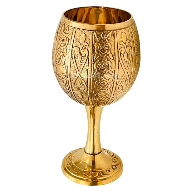 Copa de vino, cáliz ALADEAN, vintage, medieval, de latón, 250 ml