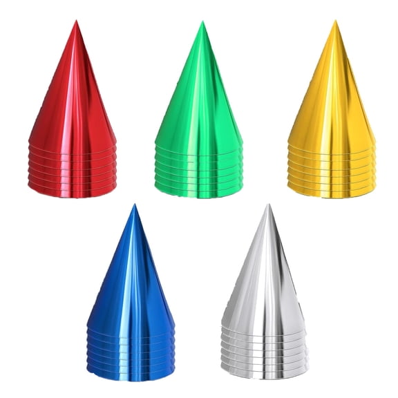 35 Pieces Colorful Metallic Cone Party Hats, Shiny Foil Birthday Headwear Decorations For Celebrations And Gatherings