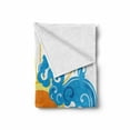 thumbnail image 2 of Abstract Soft Flannel Fleece Throw Blanket, Curved Ocean Waves with Sun Rising with Vibrant Sharp Rays Seascape Art, Cozy Plush for Indoor and Outdoor Use, 60" x 80", Blue Yellow Orange, by Ambesonne, 2 of 6