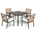 LAUSAINT HOME 5pc Outdoor Dining Set, 4 PE Wicker Chairs, Cushions