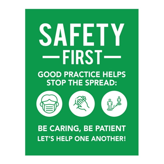 Koyal Wholesale Safety First Safety First, Good Practice Helps Stop The Spread Business Signs, 10-Pack Vinyl Decals