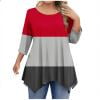 thumbnail image 7 of Xdegoge Tunic Tops for Women Plus Size 3/4 Sleeve Pleated Shirts Color Block Crewneck Tees Dressy Casual Blouses Stretch Soft Comft Loose Fit Tshirt Fall Fashion Clothes Streetwear, 7 of 7