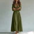 thumbnail image 7 of Guieoi Womens Dresses Fall Plus Size V-Neck Loose Casual Short-Sleeve Button-Down Dress Green M, 7 of 7