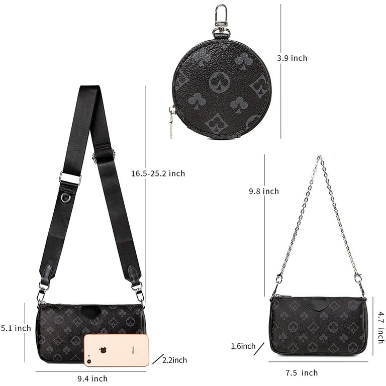 Multi Pochette Accessories Replacement Strap Adjustable Crossbody Wide Cavas Luggage Strap for Shoulder Bags Multi Purpose Strap (Black)