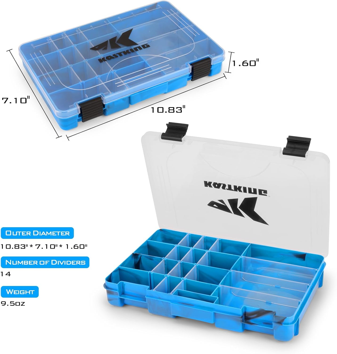KastKing Tackle Box, Plastic Tackle Trays, 4 Packs Lure Boxes Terminal Tackle -Bait Vault