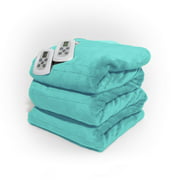 Westerly Queen Size Electric Heated Blanket with Dual Controllers, Aqua